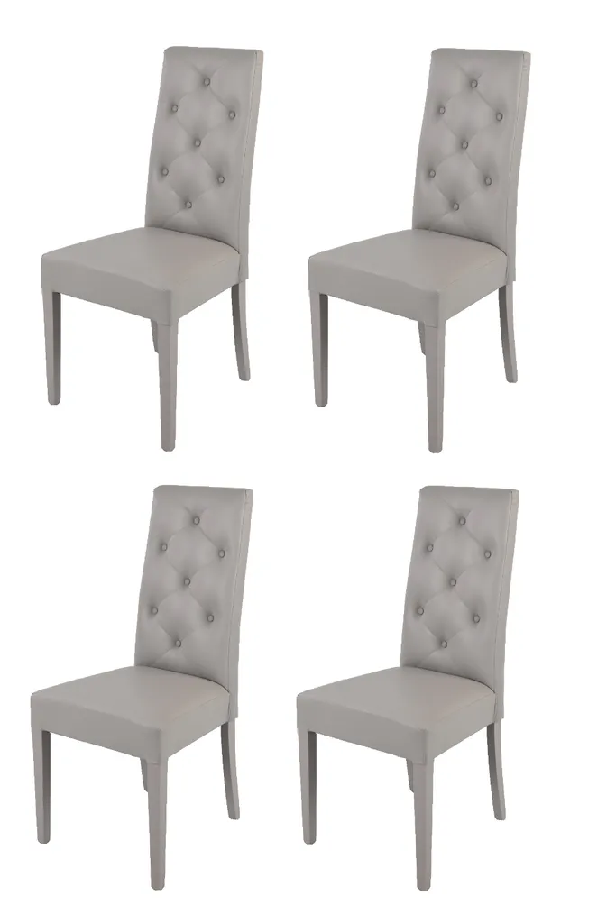 t m c s Tommychairs - 4er Set Moderne Stühle CHANTAL für Küche und Esszimmer, robuste Struktur aus lackiertem Buchenholz Farbe Hellgrau, gepolstert und mit hellgrauem Kunstleder bezogen